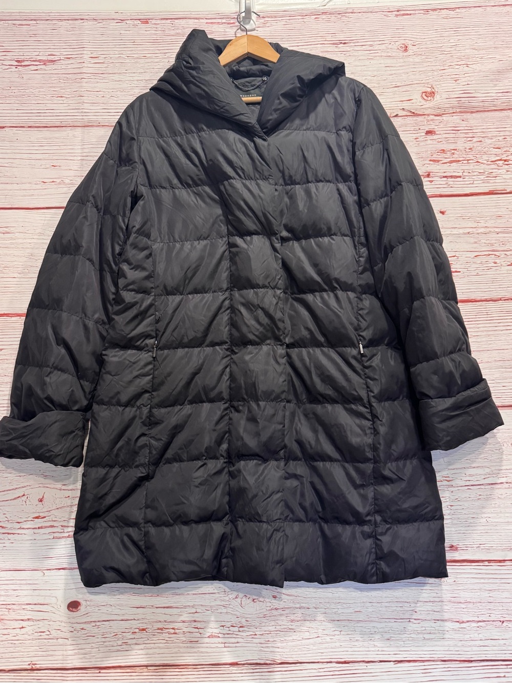 Max Mara Weekend Hooded Puffer Coat Sz 46 Sz 12